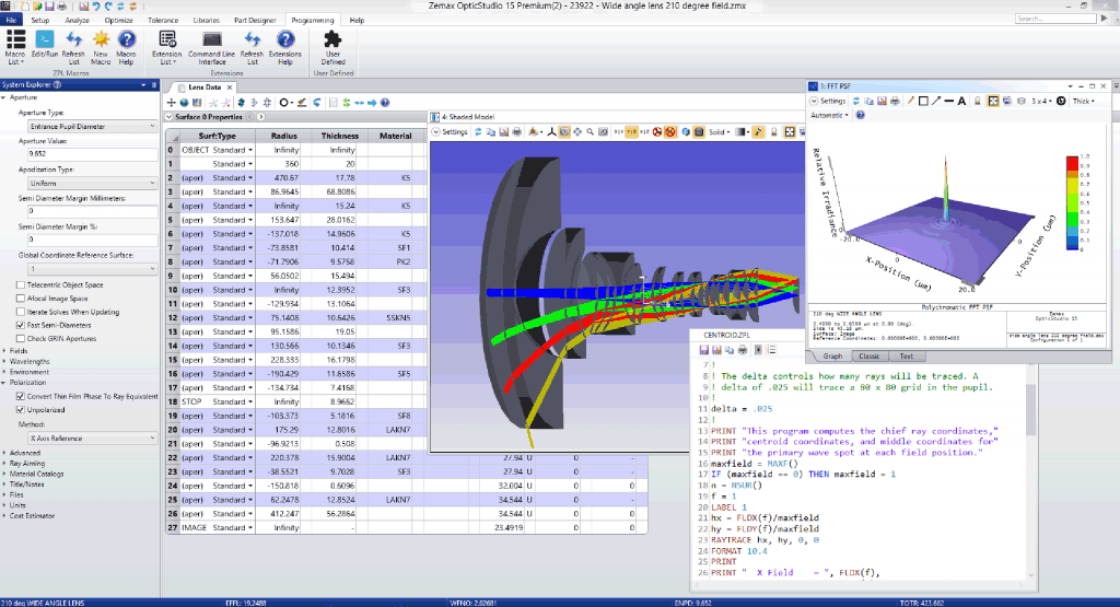 ZEMAX Optical design software